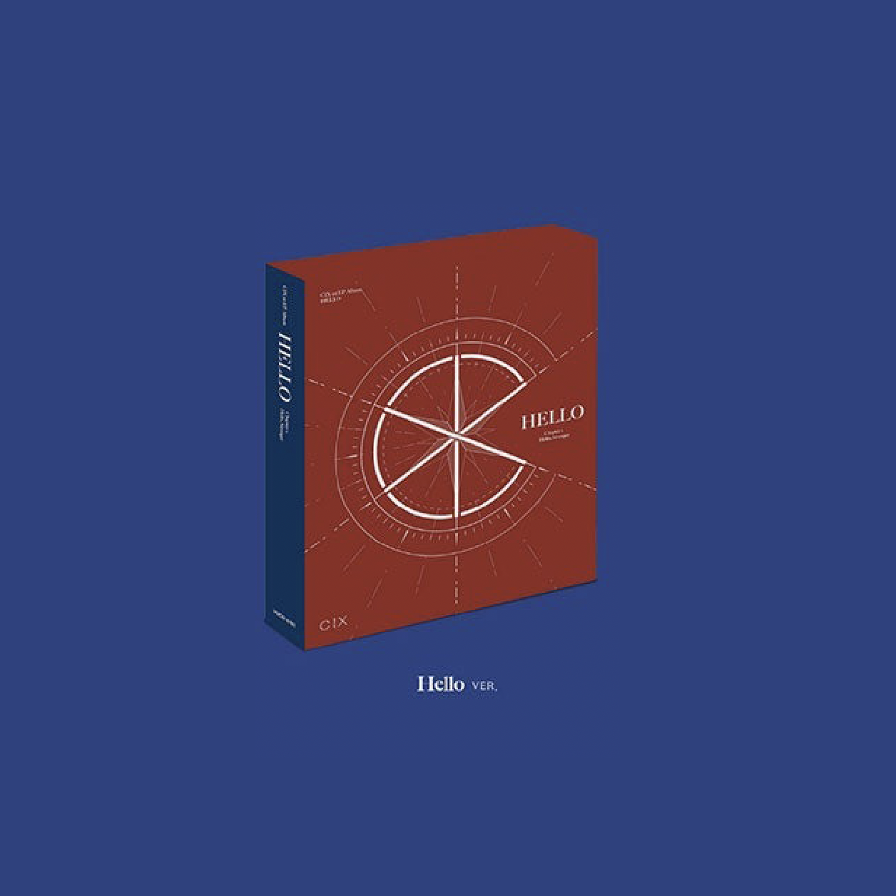 Product image for CIX - Chapter 1: Hello, Stranger (1st Ep) album, showing the physical album and photobook packaging in blue, red, and navy colors with white text and design elements.