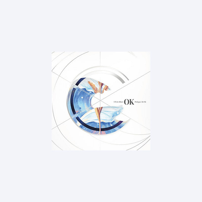 Three album covers for CIX 1st album, Ok: Prologue : Be Ok with water and wave imagery in various colors.