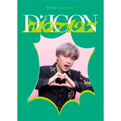 A collection of mini photobook cards featuring members of the K-pop group NCT 127 against a green background with star graphics.