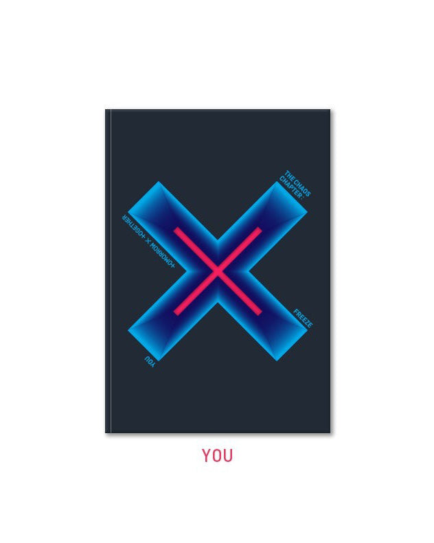 Product image for TOMORROW X TOGETHER (TXT) - Chaos Chapter: Freeze, featuring three CD/DVD cases with the group's logo and the album title, along with digital items like photobook and CD.