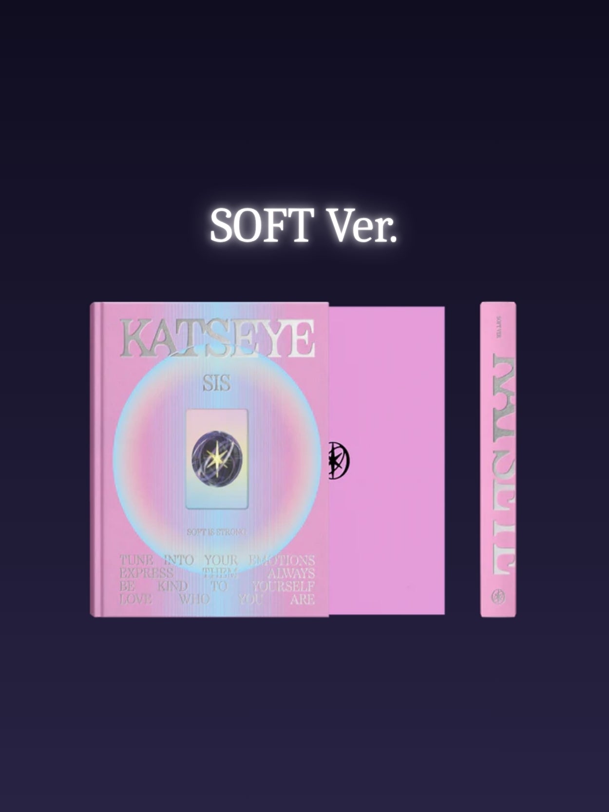 Pink album with 'KATSYEYE' and "SOFT Ver." on a dark background