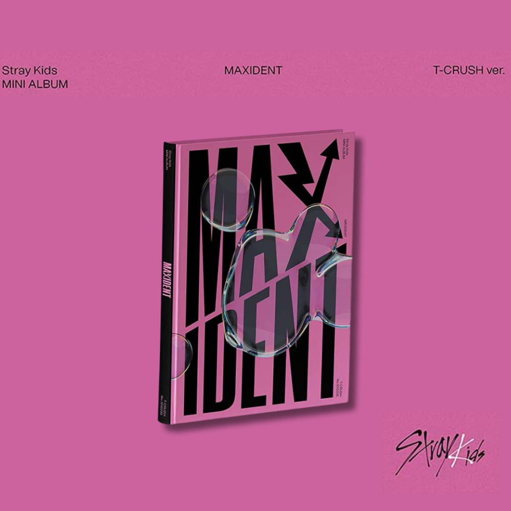 Stray Kids mini album 'MAXIDENT' on a pink background