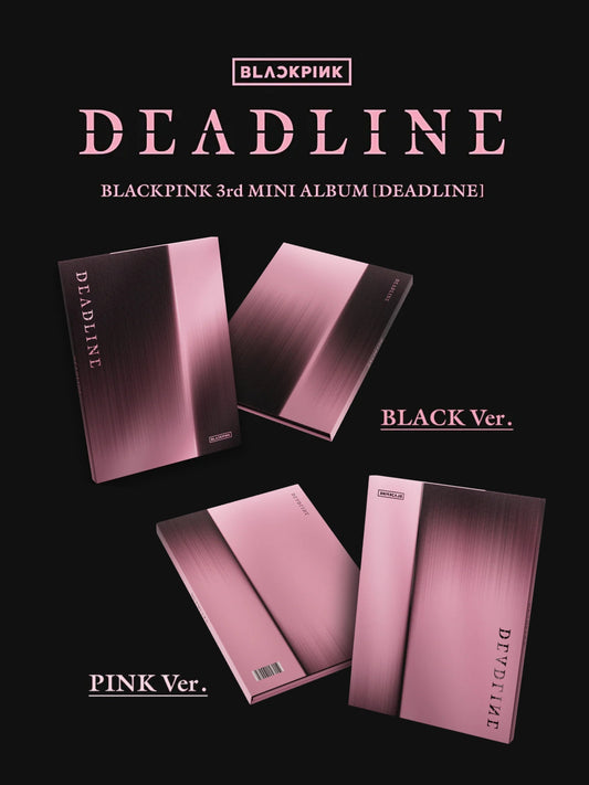 Blackpink 3rd Mini Album 'Deadline' packaging with pink and black design on a black background
