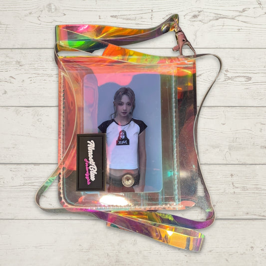 Clear Holographic Jelly Wallet with Lanyard Strap