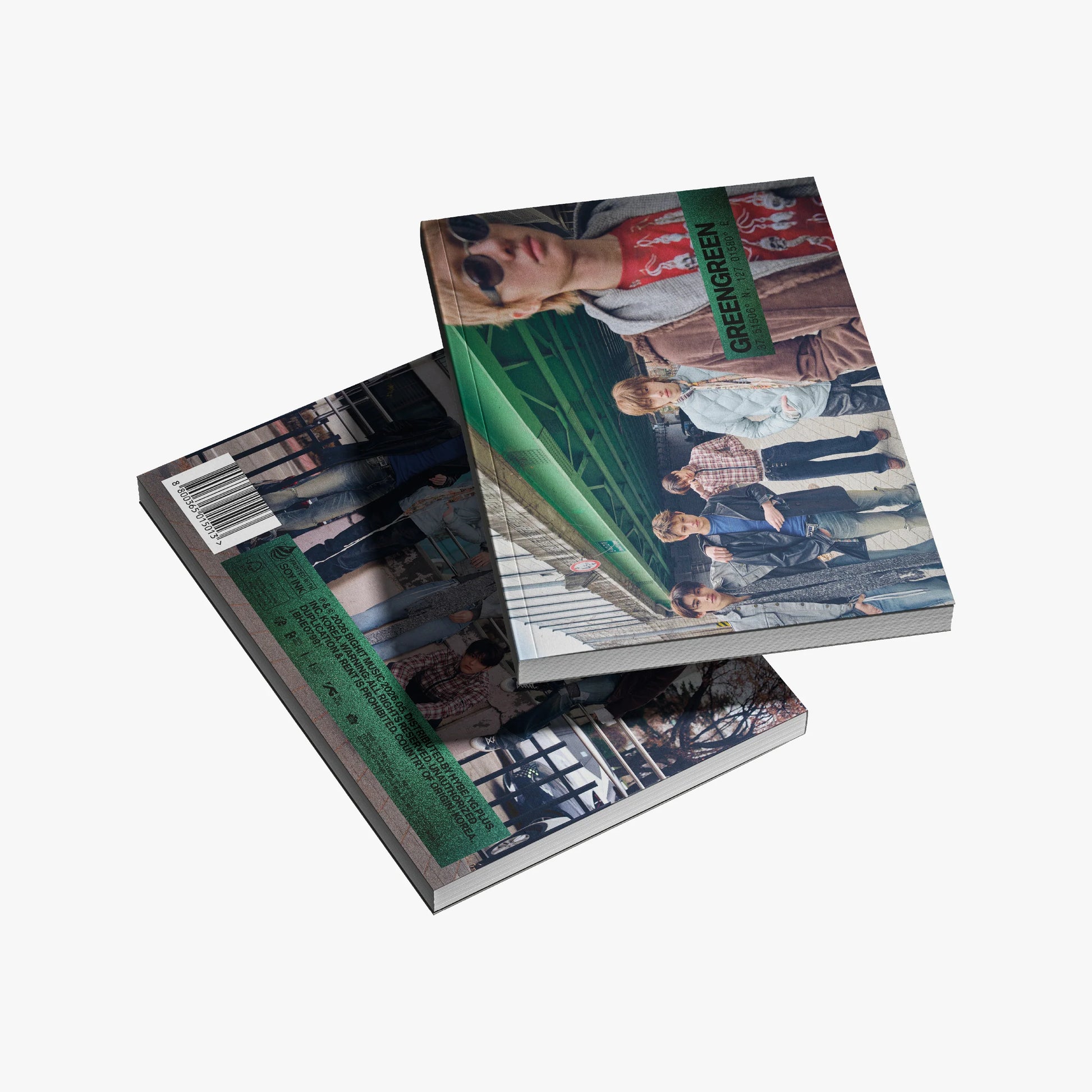 Two albums stacked on a white background for Cortis Green Green bridge version