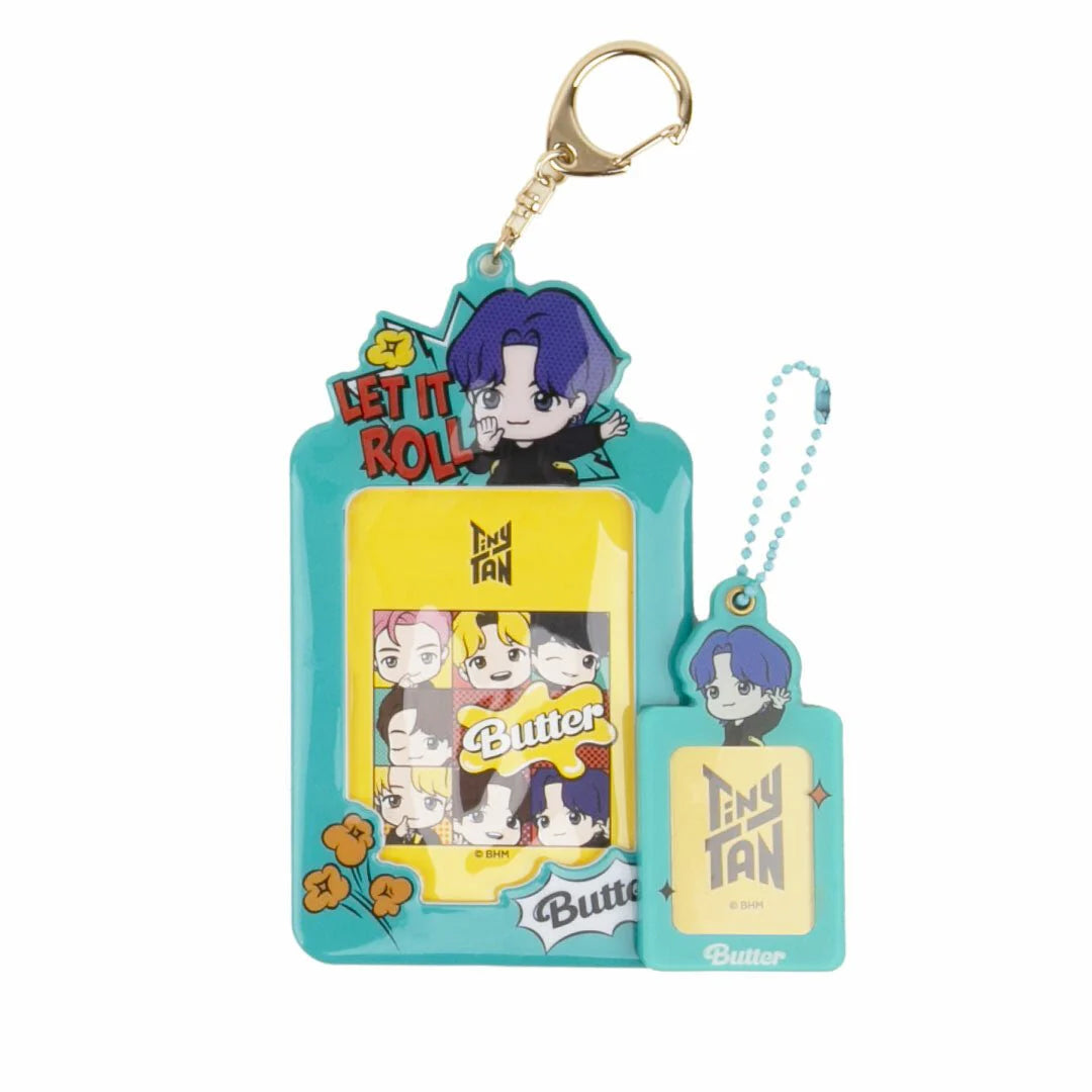 Keychain with cartoon character and 'Butter' text on a white background