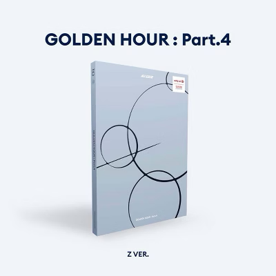 ATEEZ album titled 'GOLDEN HOUR : Part.4' with abstract design on a white background