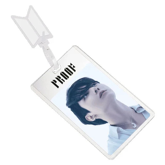 Card holder with a BTS Jungkook portrait and 'PROOF' text on a white background