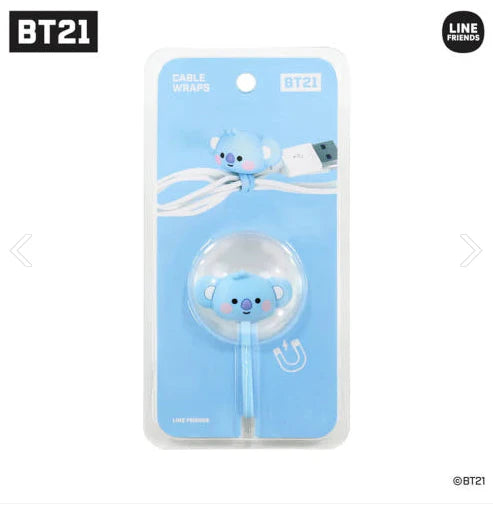 BTS BT21 cable wrap packaging with a Koya character design on an white background