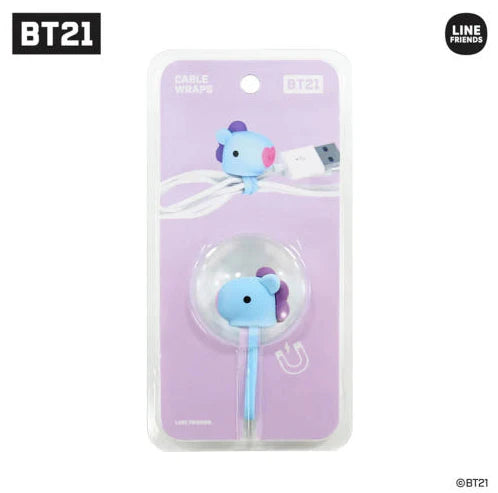 BTS BT21 cable wrap packaging with a Mang character design on an white background