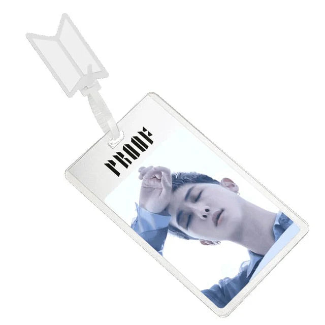 Card holder with a BTS RM portrait and 'PROOF' text on a white background