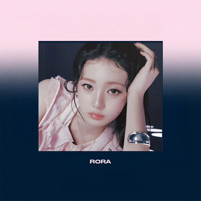 Album cover with a person wearing a pink outfit on a gradient background, featuring the name 'Rora'.