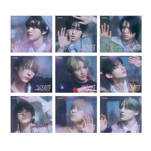 Grid of nine photos featuring k-pop and j-pop boy group &Team members for Samidare limited edition CD's