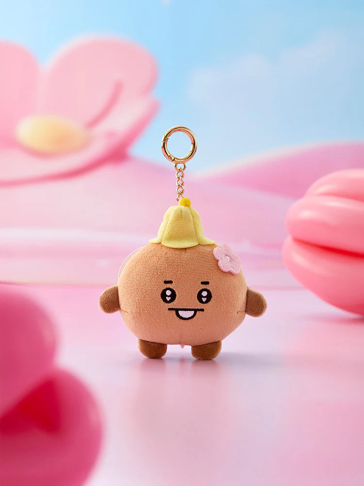 BTS BT21 Shooky Plush keychain with a cute spring fairy design on a pink and blue background